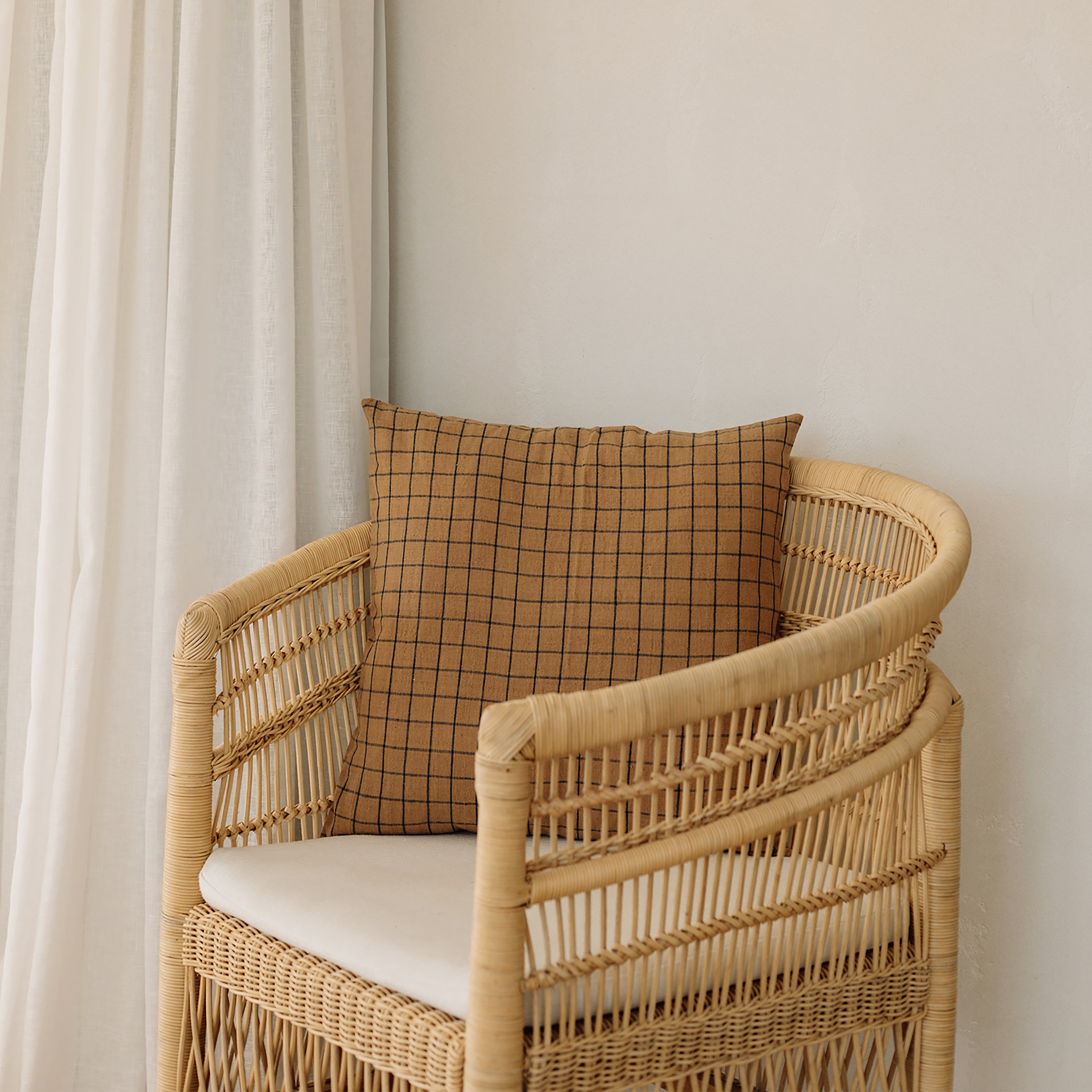 Elspeth Throw Pillow Cover with Grid Pattern