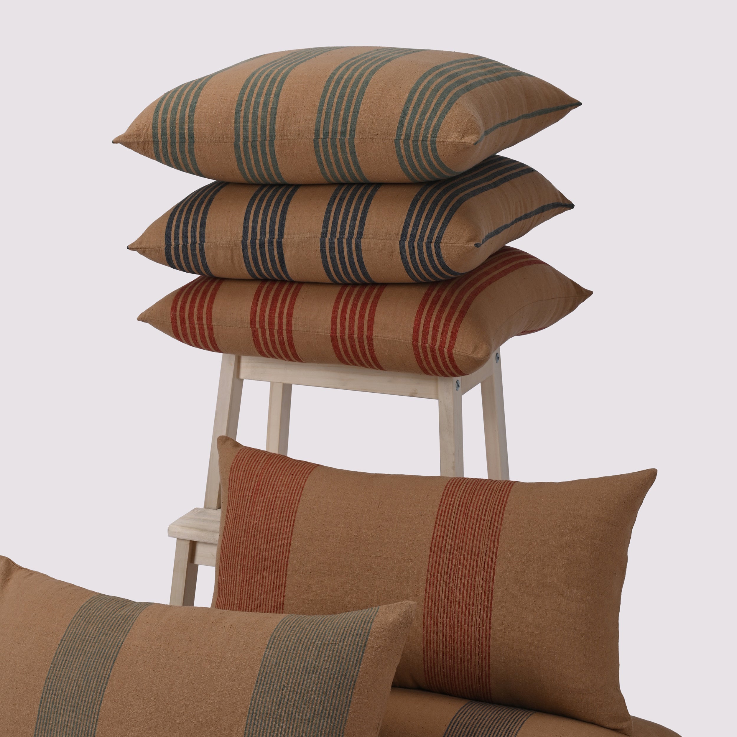 Striped Organic Cotton Lumbar Pillow Cover