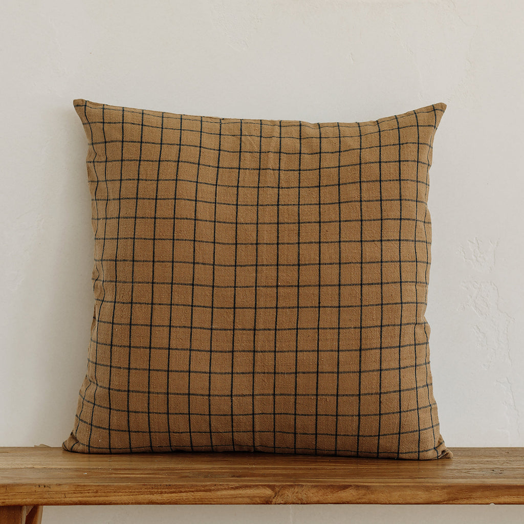 Elspeth Throw Pillow Cover with Grid Pattern