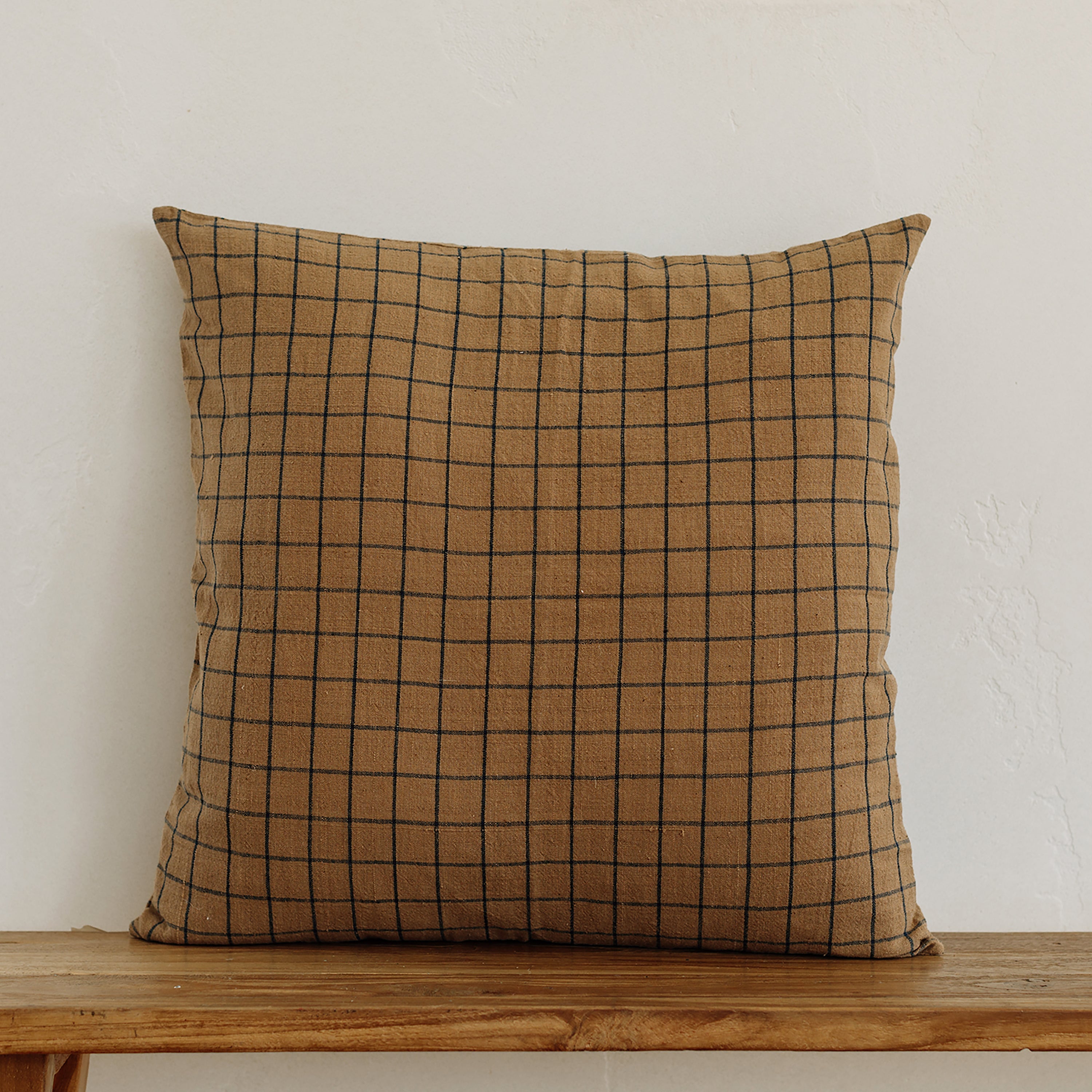 Elspeth Throw Pillow Cover with Grid Pattern