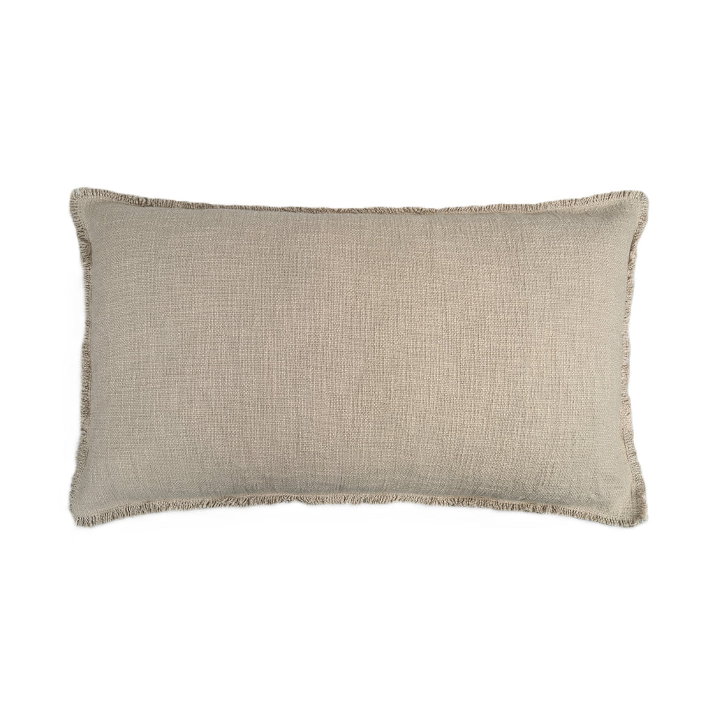 Organic Washed Cotton Lumbar Pillow Covers with Edge Fray