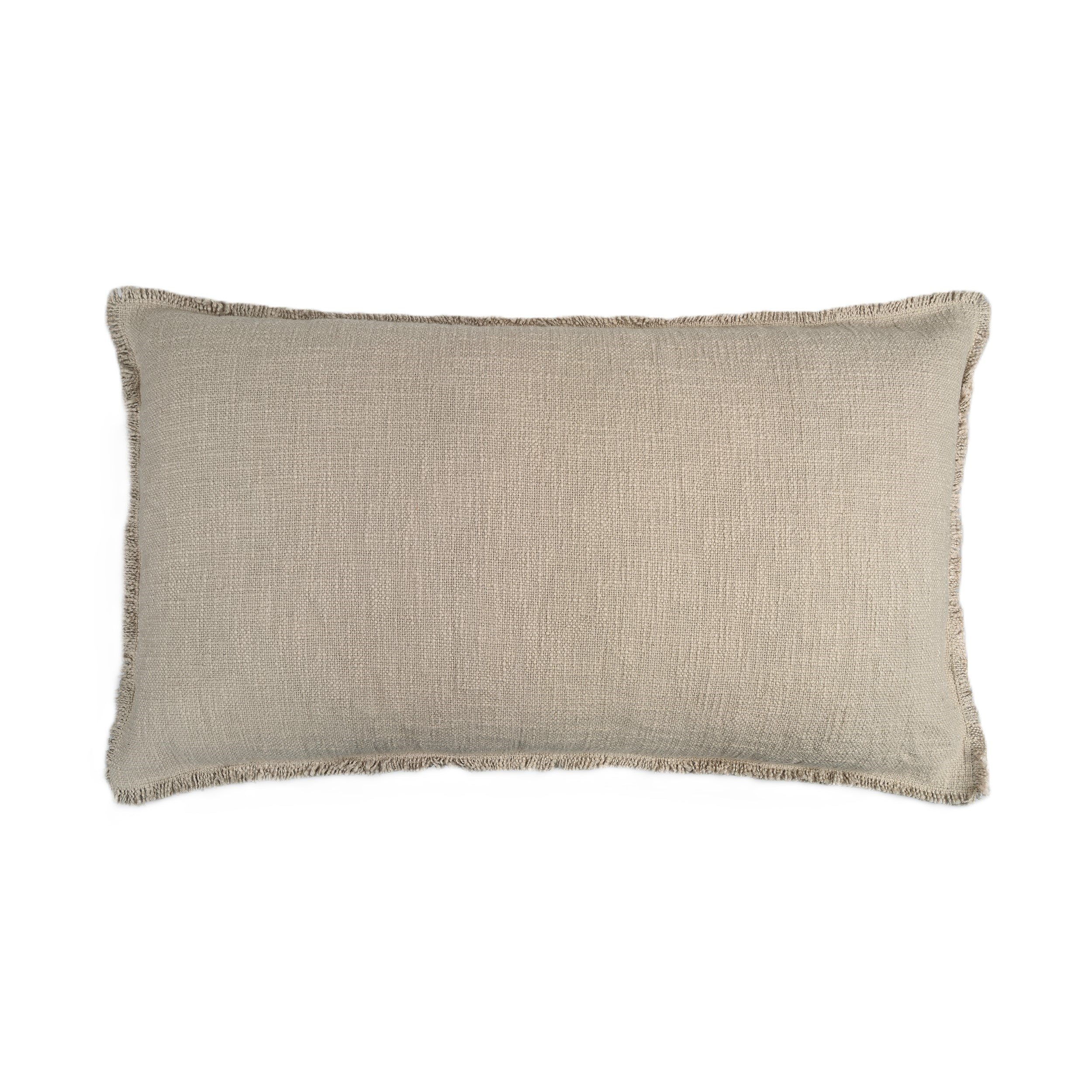 Organic Washed Cotton Lumbar Pillow Covers with Edge Fray