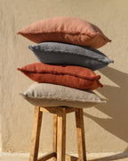 Organic Washed Cotton Lumbar Pillow Covers with Edge Fray