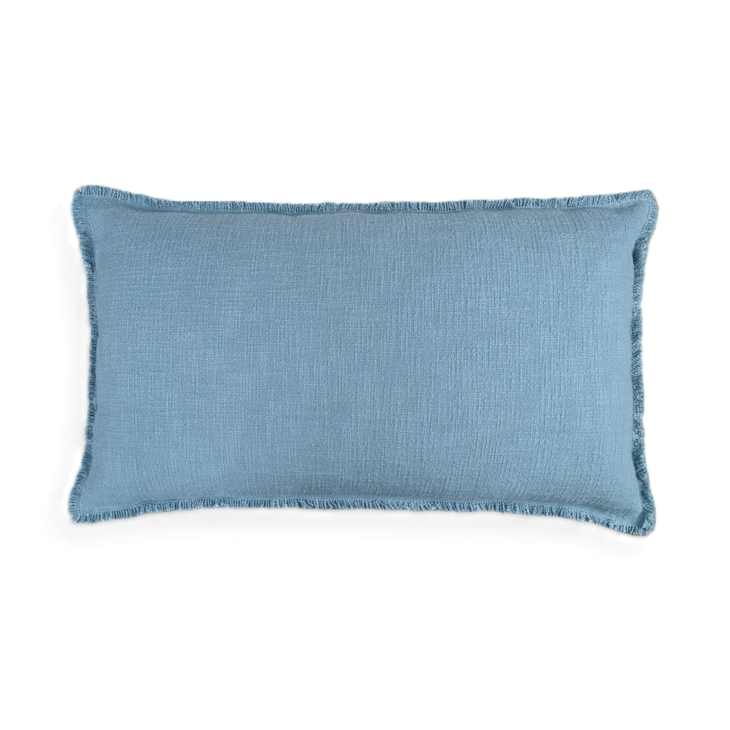 Organic Washed Cotton Lumbar Pillow Covers with Edge Fray