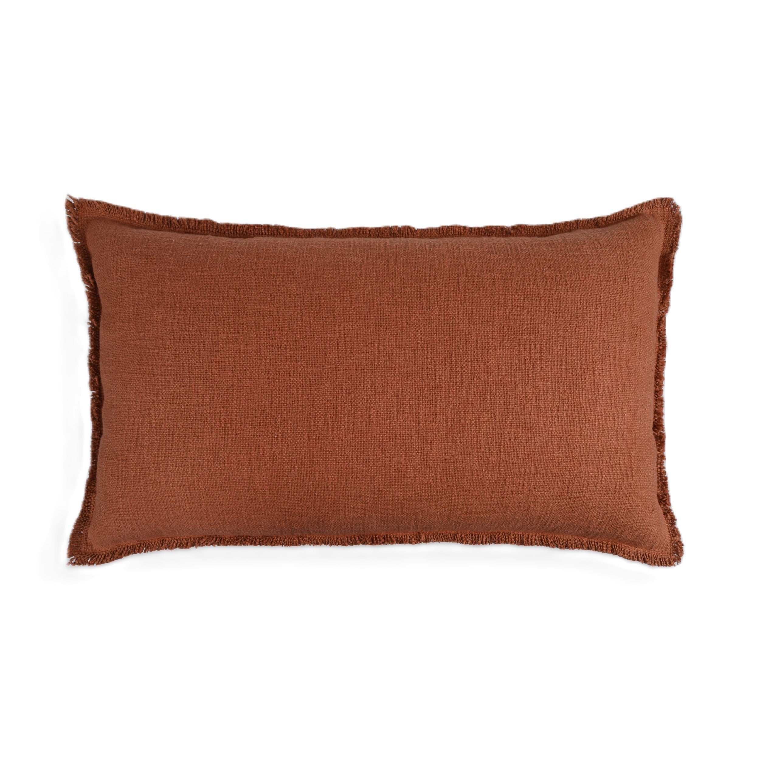 Organic Washed Cotton Lumbar Pillow Covers with Edge Fray