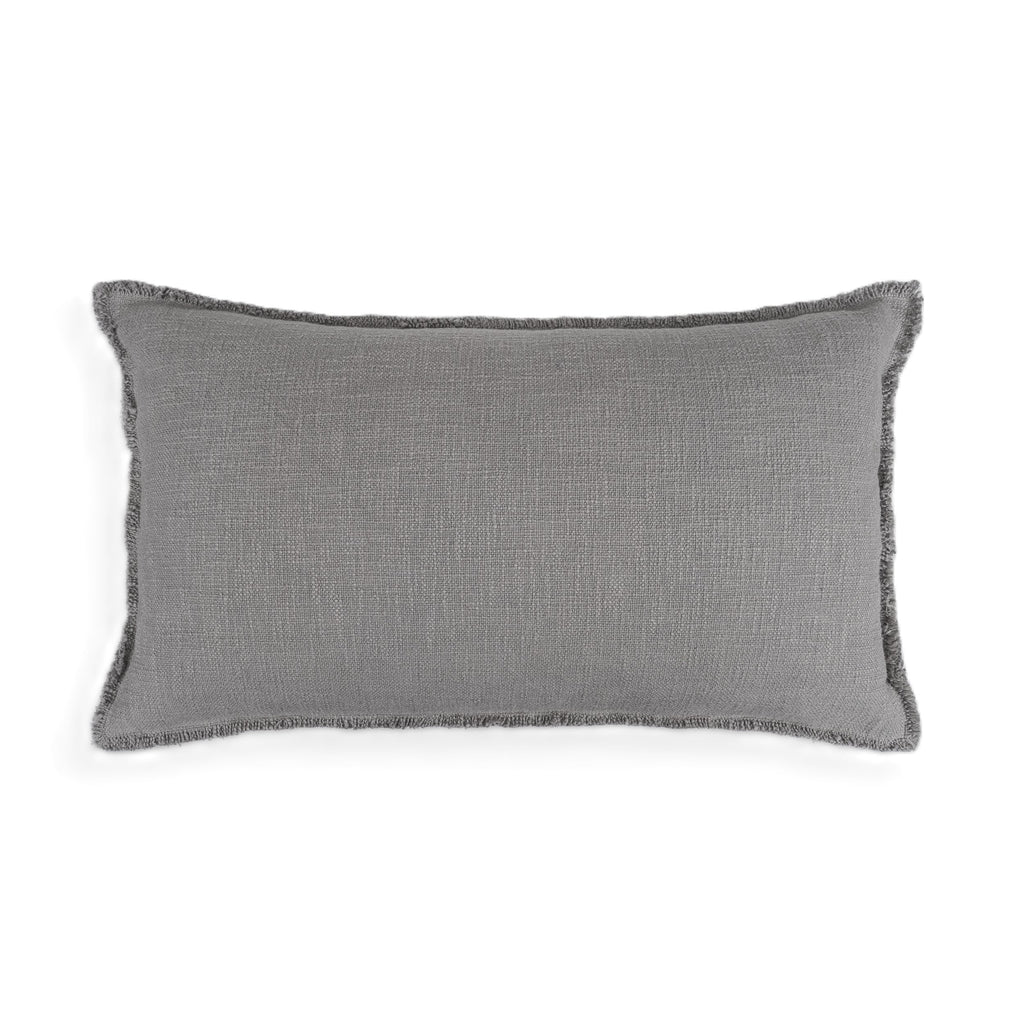 Organic Washed Cotton Lumbar Pillow Covers with Edge Fray