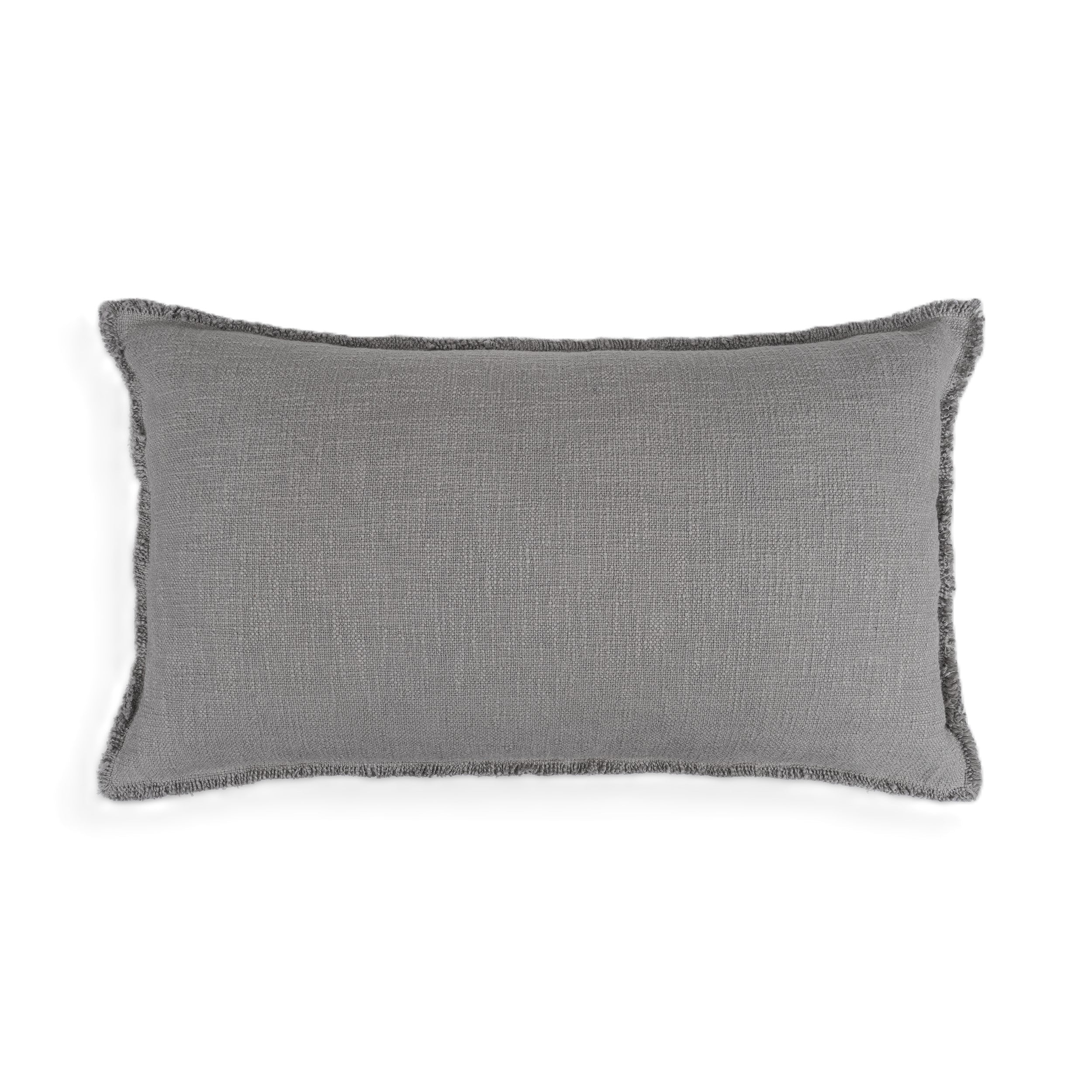 Organic Washed Cotton Lumbar Pillow Covers with Edge Fray
