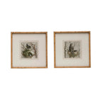 Wood Framed Wall Decor with Bird, Set of 2